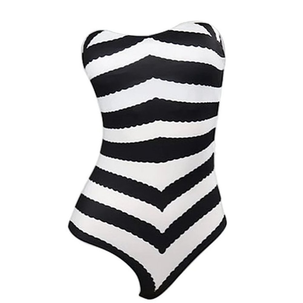 NWT Adorable Barbie Movie Black & White Striped Towel Swimsuit Halloween… - Picture 13 of 16
